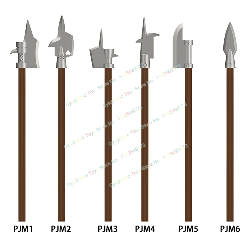 PJM1-6 Medieval Long Spear Accessory Building Blocks Action Figures Bricks Creative Model Toys For Children Gifts