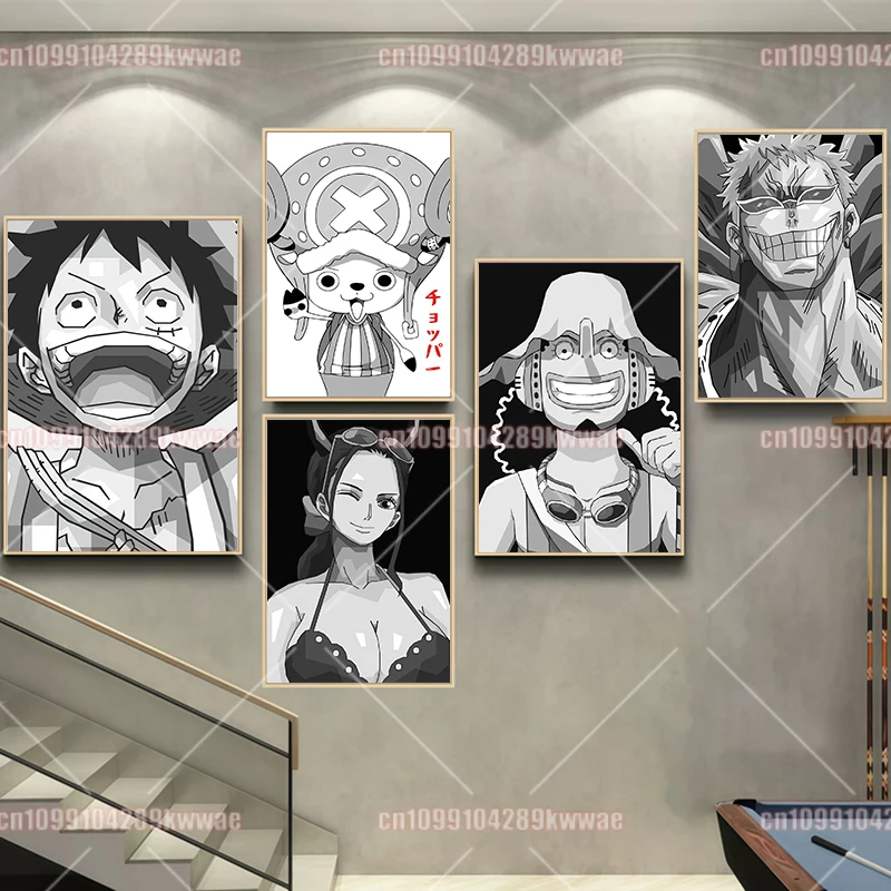 

One Piece Manga Style Frameless Canvas Art Print Poster HD Anime Peripheral Wall Decoration Suitable for Bedroom and Living Room