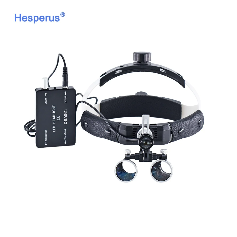 Den tal Head Wearing 2.5X/3.5X Binocular Loupe 5W High intensity Medical Head Light den tistry Oral ENT Headlight