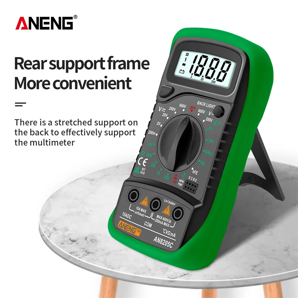 ANENG AN8205C Digital Multimeter AC/DC Ammeter Volt Ohm Multimetro Tester Meter With Thermocouple LCD Backlight Portable