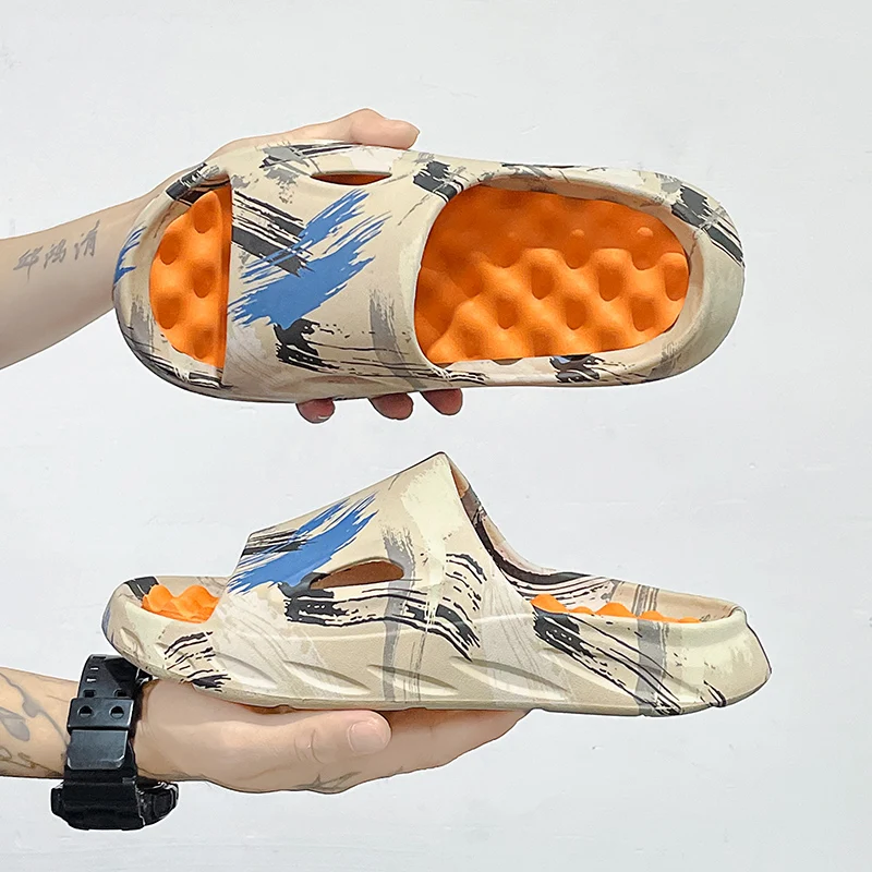 

New Men Slippers 2023 Summer Outdoor Fun Slides Thick Bottom of Beach Non-slip Leisure Women Sandals Unisex Water Shoes