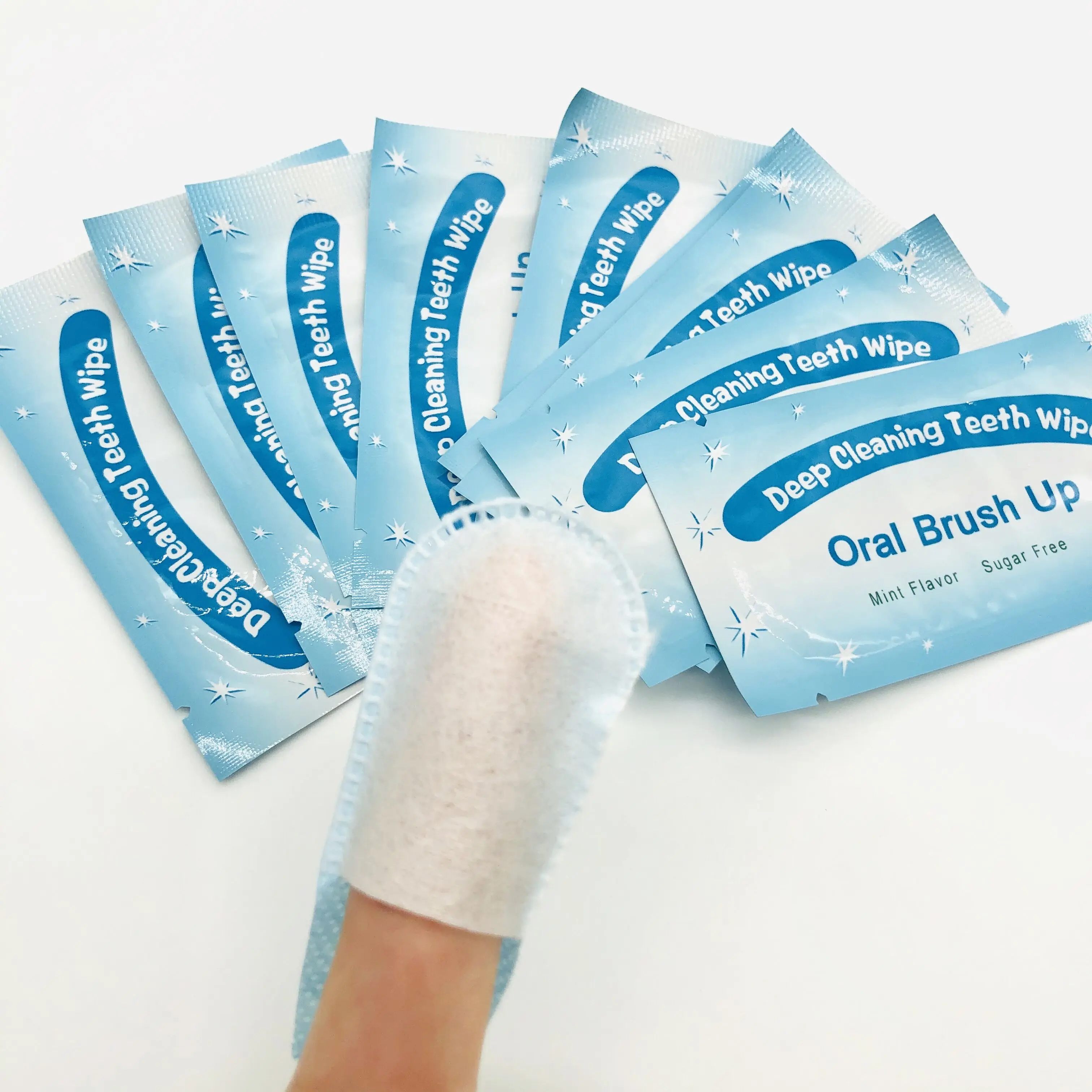 Disposable Easy Brush Up Clean Teeth Finger Wipe-s Teeth Whitening Oral Brush Up With Wholesale Price