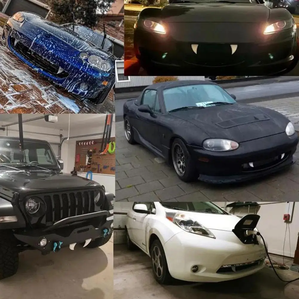 هالوين سيارة مصاص دماء الأنياب 2 قطعة ثلاثية الأبعاد مطبوعة الأسنان ديكور الجبهة مصبغة لوحة ترخيص الوفير ملحق مقاوم للماء السيارات الديكور #3