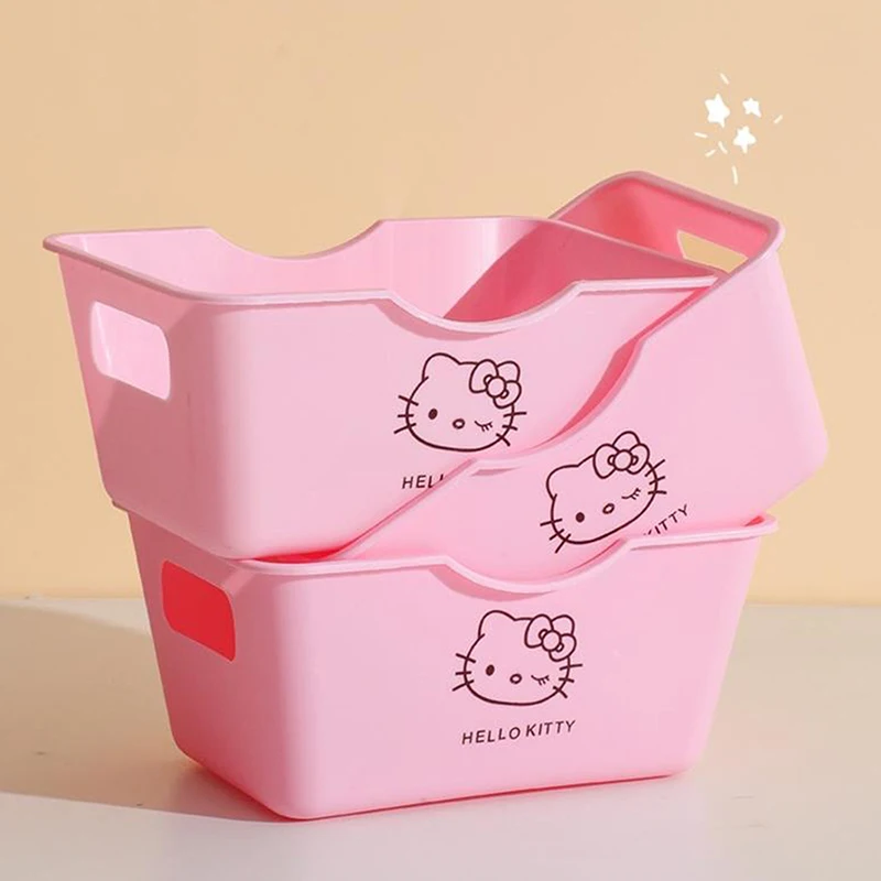 Cute Hello Kitty Multifunctional Desktop Storage Boxes Large Capacity Stationery Storage Boxes Sundries Cosmetic Organizer Gifts