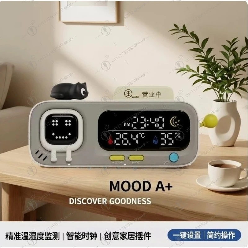 Smart Desktop Temperature and Humidity Clock Electric Digital Home Temperature and Humidity Meter Smart Fun Reminder