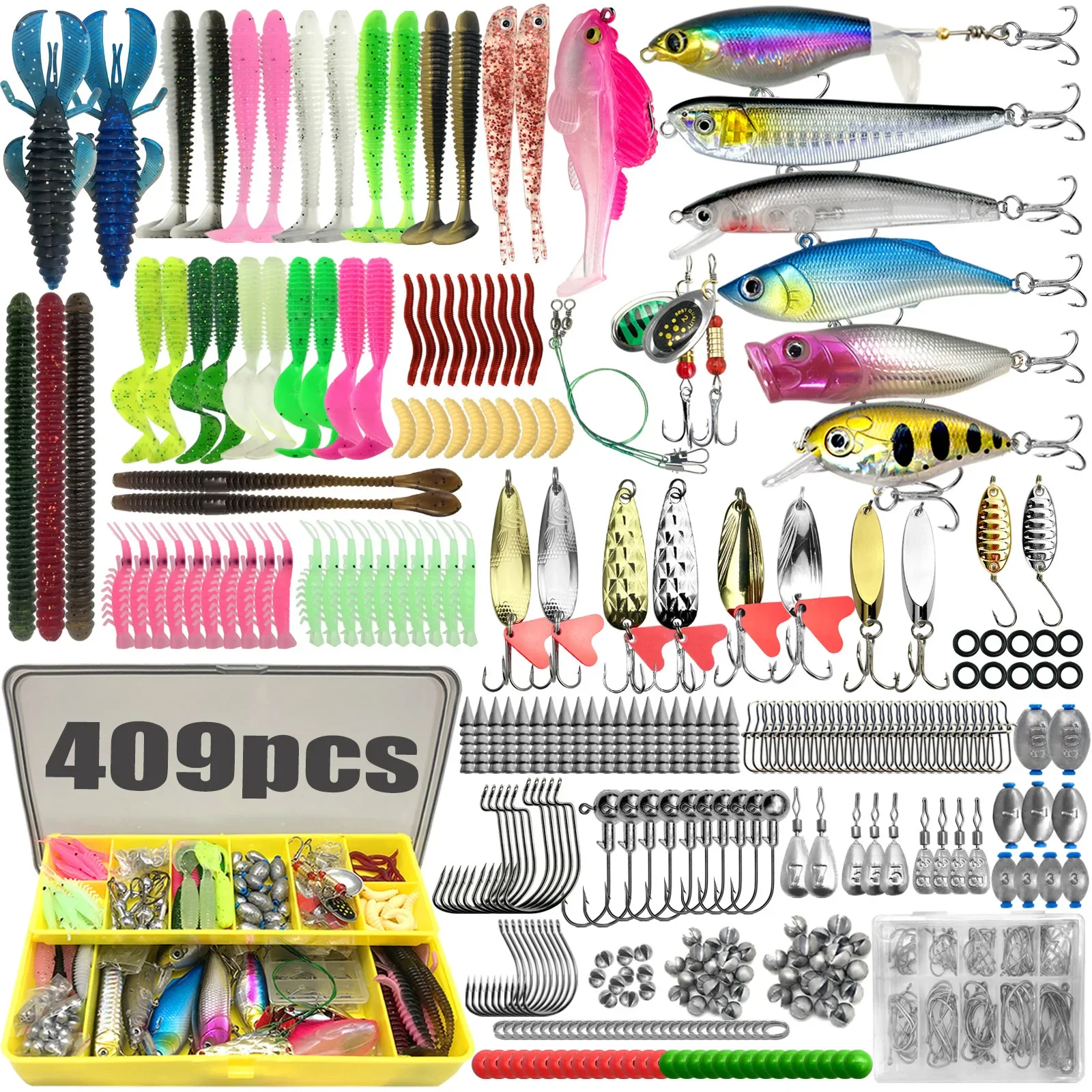 133/83 pezzi Kit esche da pesca per topwater Bait Rigs Kit di attrezzatura per spigola trota salmone accessori per la pesca