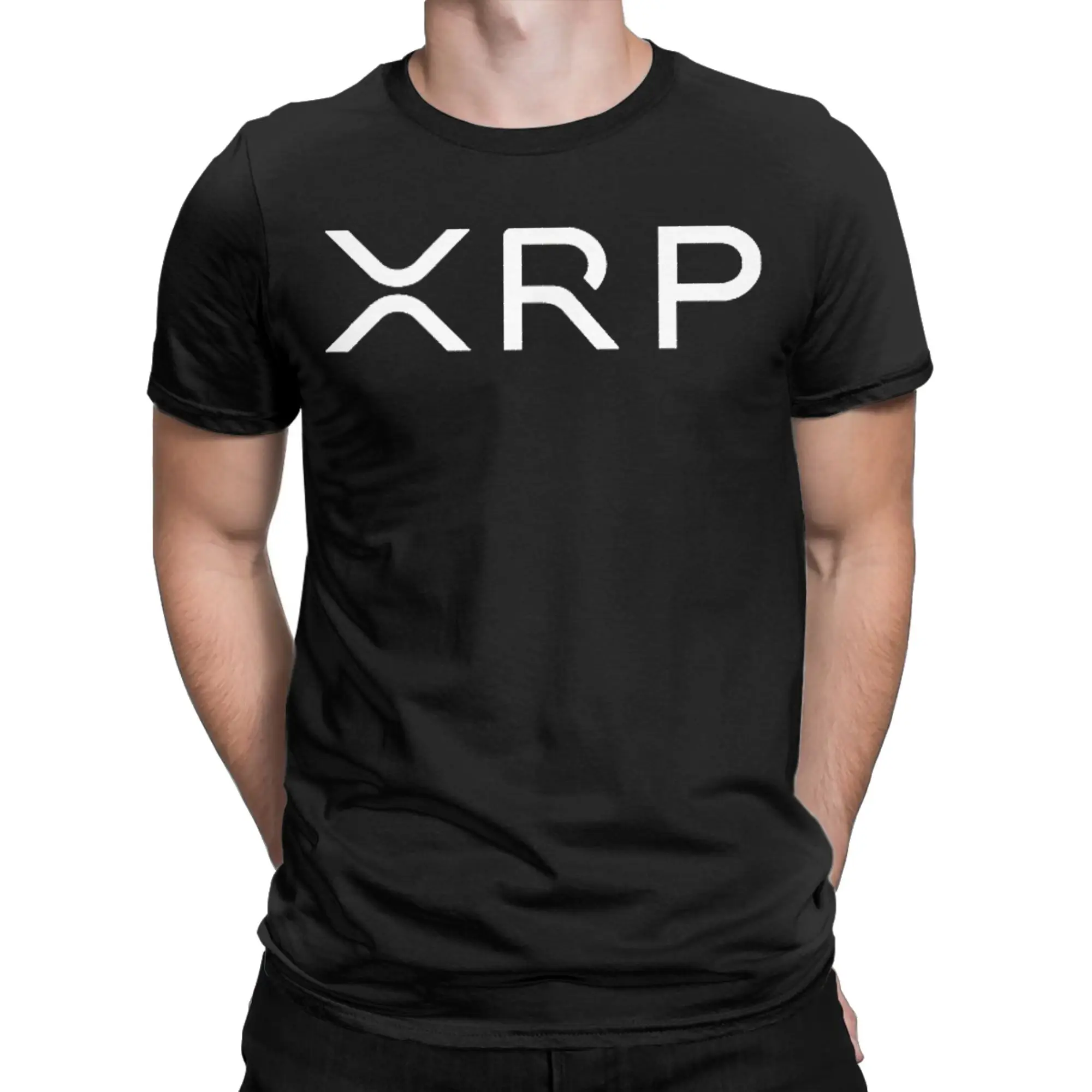 التحقق من العملة المشفرة ارتداء تموج XRP الرجال تي شيرت مضحك تي شيرت قصير الأكمام Crewneck تي شيرت القطن الخالص هدية الملابس