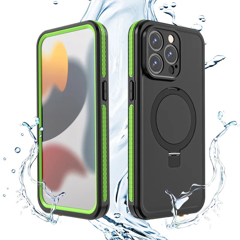 IP68 Waterproof Case For iPhone 15 Pro Max Drop proof Cover Diving Swim Outdoor Sport Magnetic Charging with Stand Anti Fall