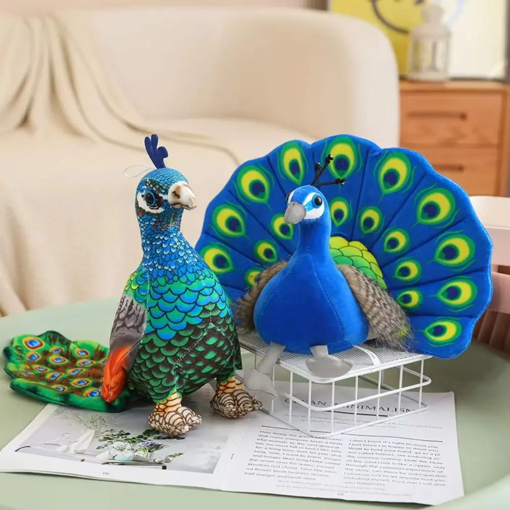 Spreads Staart Pauw Pluche Pop PP Katoen 30 cm Simulatie Pauw Knuffels Pluizige Gevulde Baby Pauw Knuffels Paasgeschenken