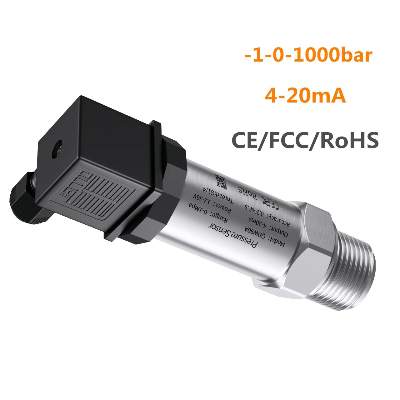 0.2bar/1bar/10bar/200bar/600bar pressure transmitter 4-20ma g1/4