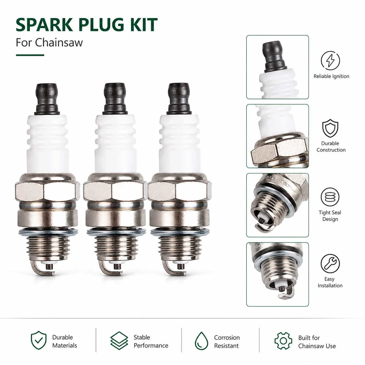 Spark Plug Kit Replacement for Husqvarna 50 51 55 61 268 272 XP 345 350 351 353 Chainsaw Parts Ignition Plug Tune Up Kit
