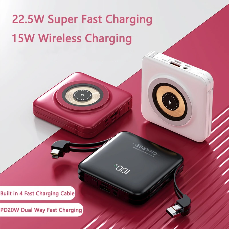 

10000mAh Power Bank 15W Magnetic Wireless Charger USB C Powerbank for iPhone 15 Samsung Xiaomi Mi Portable Charger Spare Battery