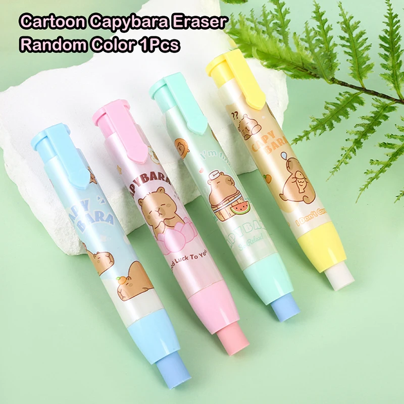 

Creative Cute Capybara Erasers Cartoon Novelty Pen Shaped Rubber Erasers School Stationery Kawaii Pencil Eraser Children Gifts