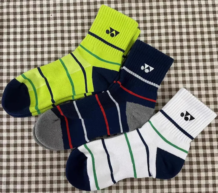 New YONEX Sports Running Socks Men Women Cycling Colorful Stripes Bike Fitness Socks Badminton Yoga Breathable Socks 1/3 Pair