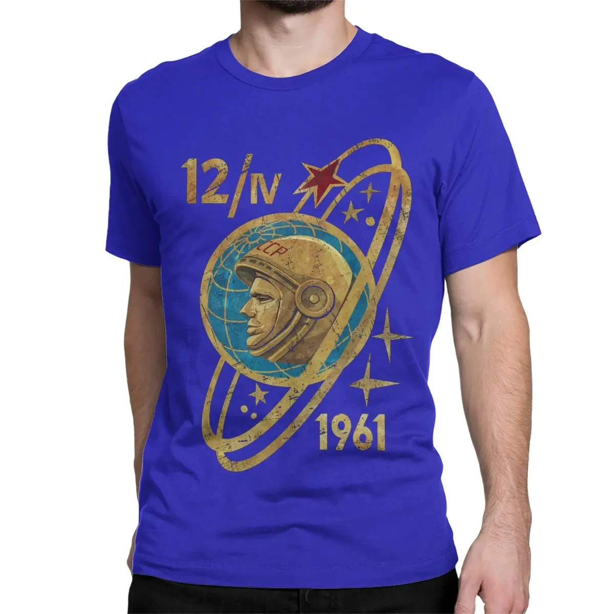 Russia CCCP Yuri Gagarin Couple Soviet Cosmonaut 1961 T-Shirts for Men Cotton Tees Short Sleeve T Shirt Gift Idea Clothing