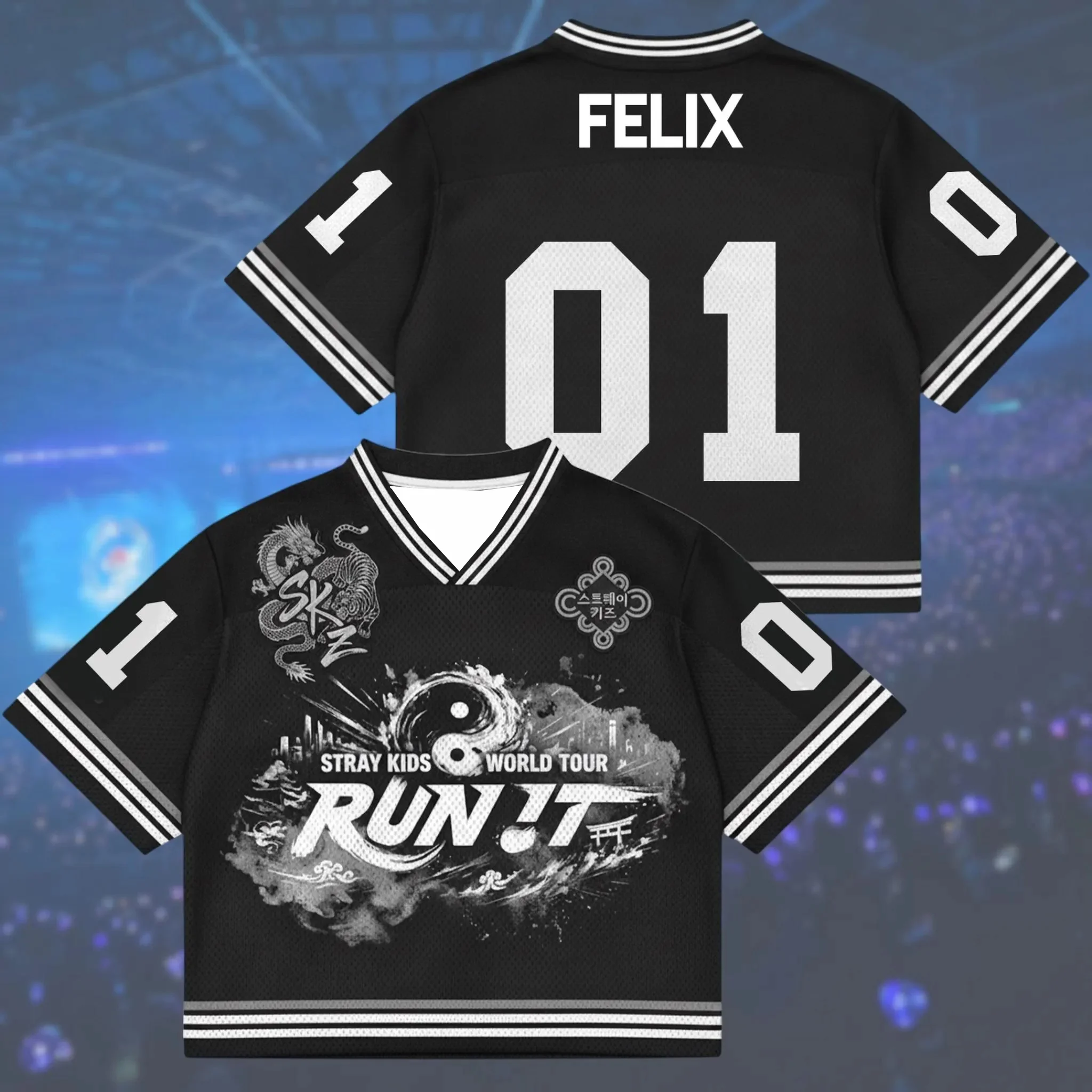 2026 Kpop Stray Run It 2026 World Tour Fan-Support-Service Modisches, lässiges, koreanisches, neutrales, dünnes, schnell trocknendes T-Shirt – Detail 13