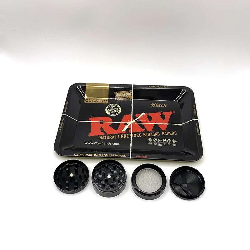 18X12.5CM Metal Rolling Tray with 40mm Herbal Tobacco Grinder Pepper Pot Spice Mill Zinc Alloy Smoking Cigarette Accessories