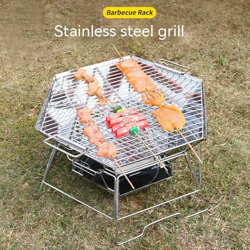 Barbecue Grill Home Barbecue Outdoor Camping Charcoal BBQ Stove Grills Mesh Portable Smokeless Barbecue Grill Pan