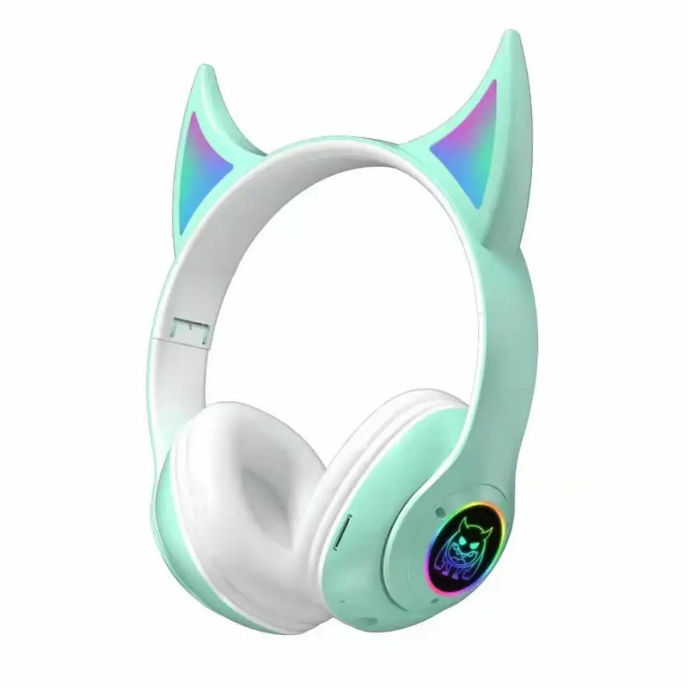 Devil Ear Wireless Headphones with Mic Fone Glow Light Stereo Bass Children Gifts Gamer Headset for Cell phone PC Helmets