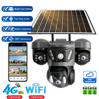 Outdoor Solar Camera 360 PTZ Tri-Lens 4G WIFI Auto Tracking Home Alarm Webcam Night Vision Waterproof CCTV Camera Surveillance