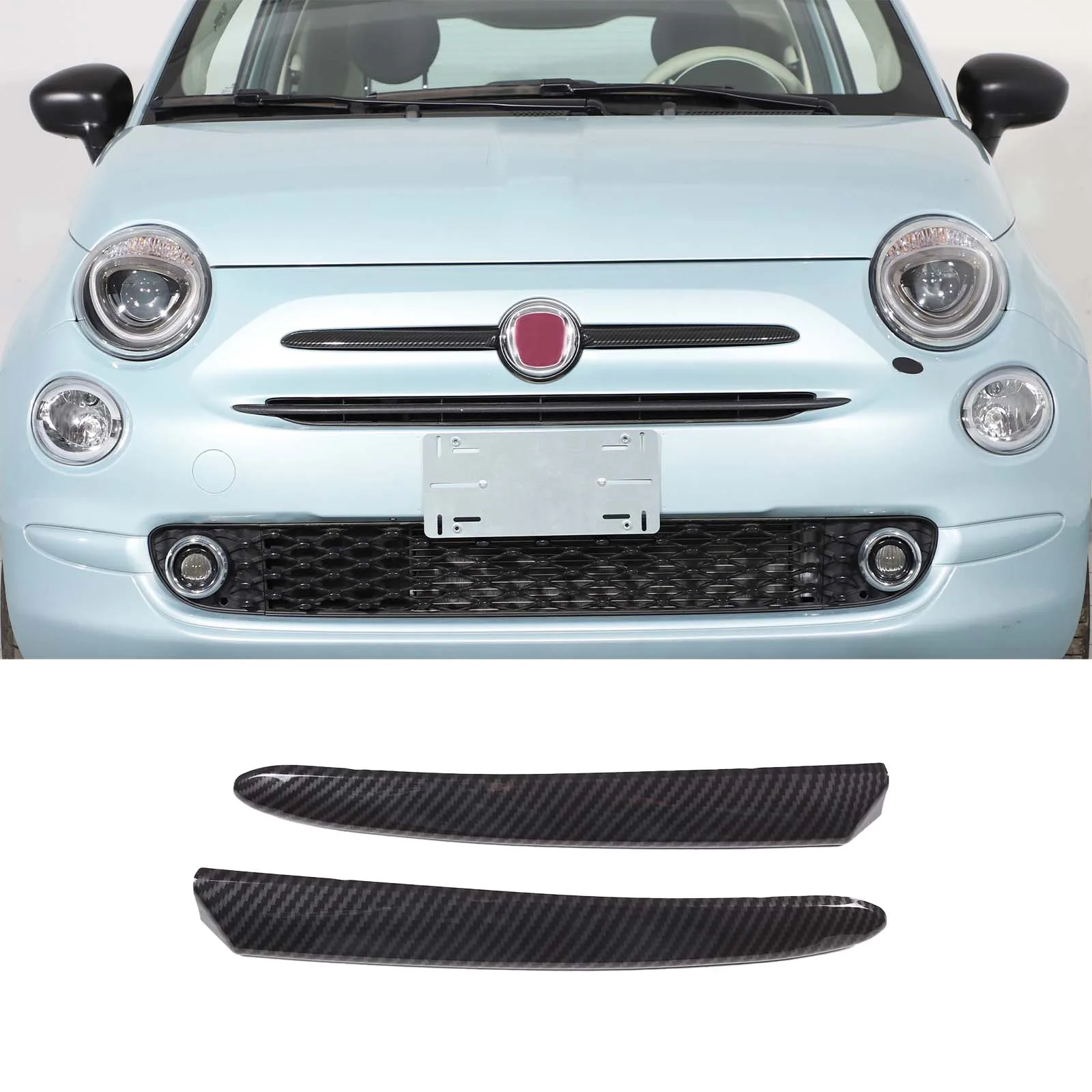 Voor Fiat 500 2010-2023 ABS Glossblack Auto Front embleem side trim strip Achterklep Handvat Decoratieve Strip Sticker Auto accessoires
