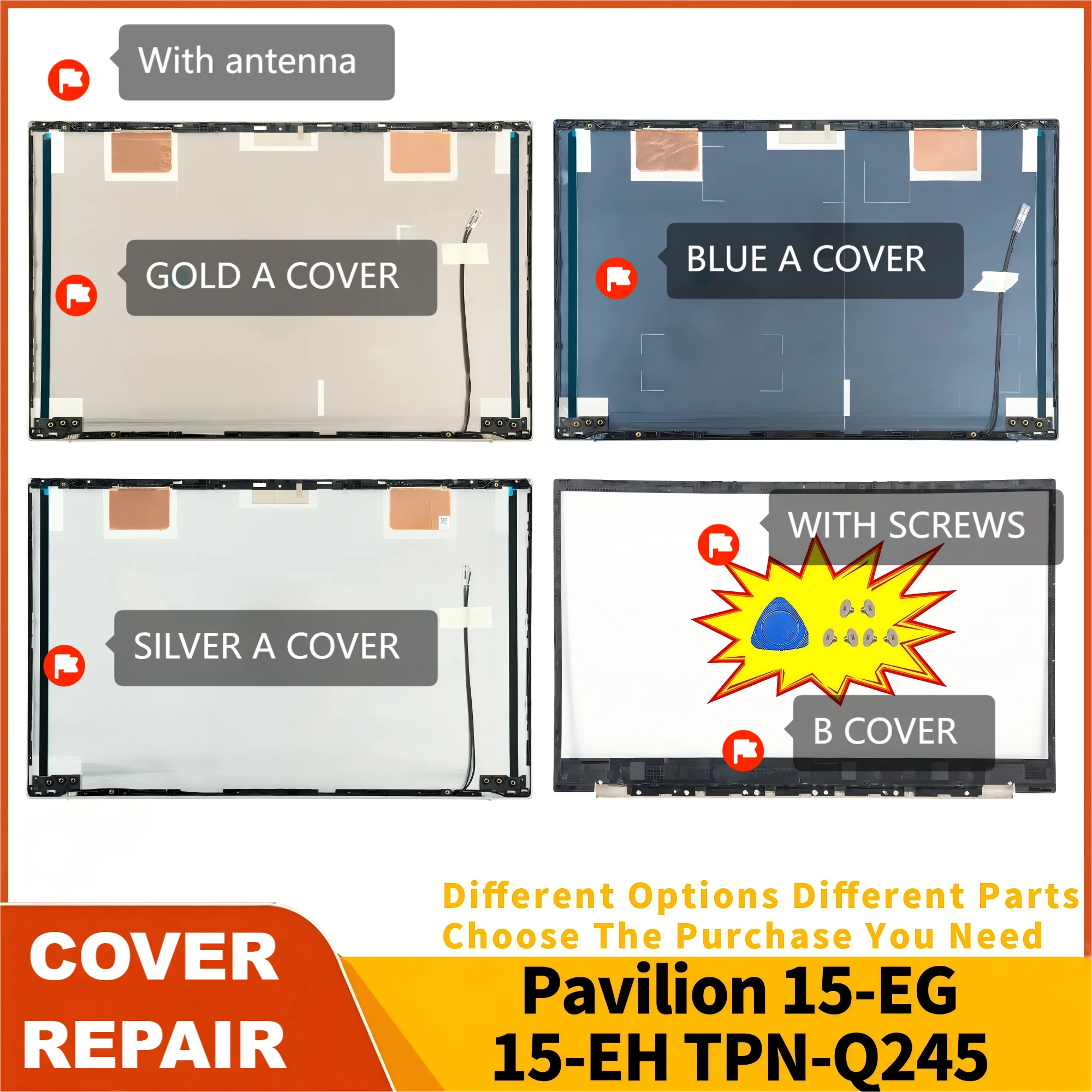 Новый чехол для ноутбука Pavilion 15-EG 15-EH 15Z-EH 15Z-EG TPN-Q245/Q246, задняя крышка ЖК-дисплея/передняя панель, петли, замена Bule/серебристый/золотой