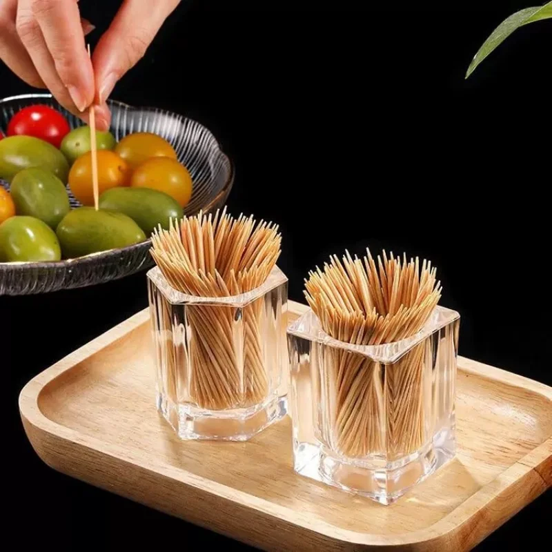 Simple Acrylic Toothpick Box, Creative Toothpick Holder, Transparent Tape Cover, Plastic Cotton Swab Dispenser, Commercial Use