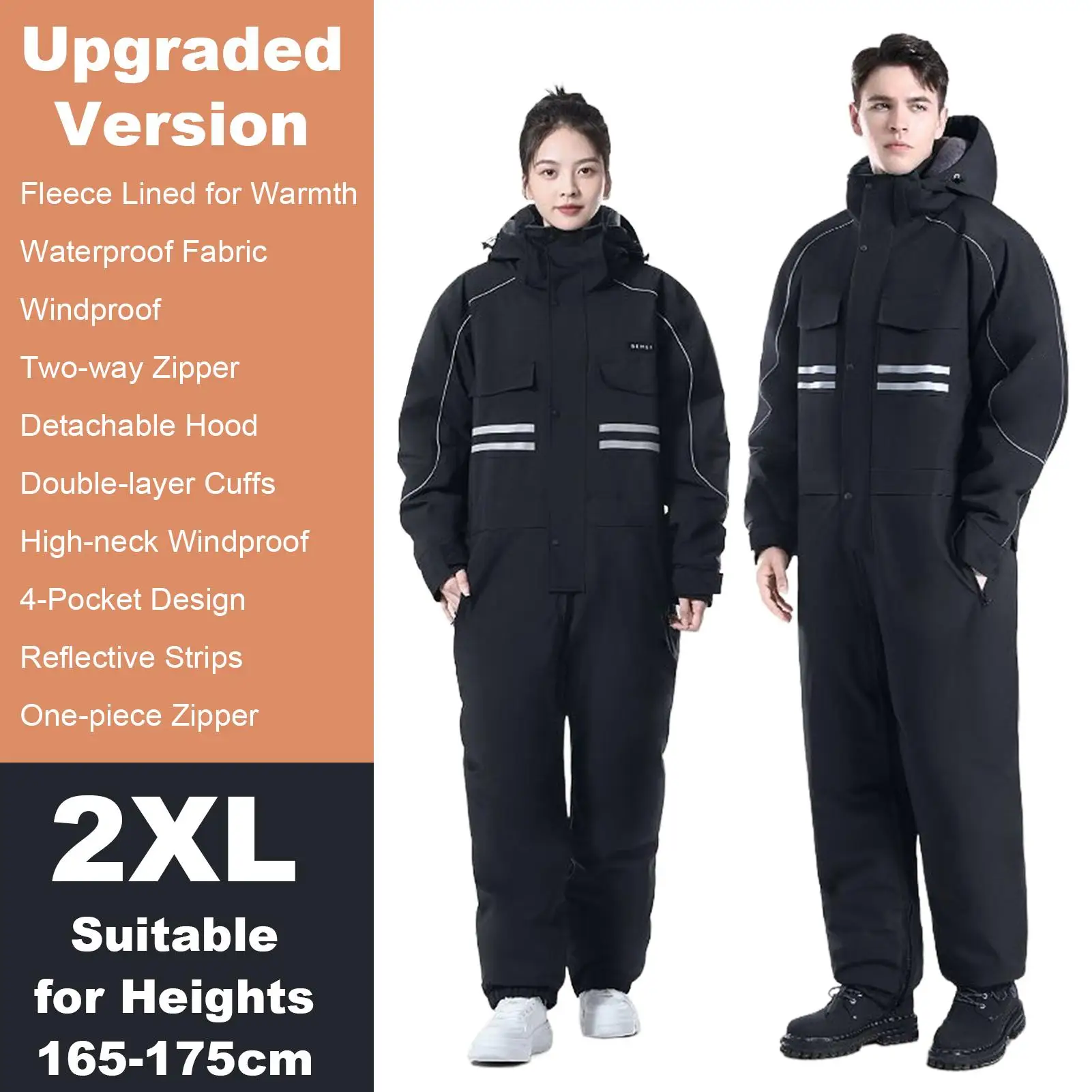 Cold Weather Motorcycle Jacket 4-Pockets Insulated Cycling Clothes With Reflective Strips Rainproof Riding Coat For Snowboarding