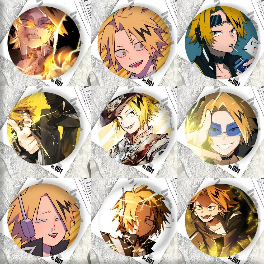 Anime My Hero A-Academia Kaminari Denki Badges Round Cosplay Pin Bag Decor Fans Collect Friends Gifts Brooch