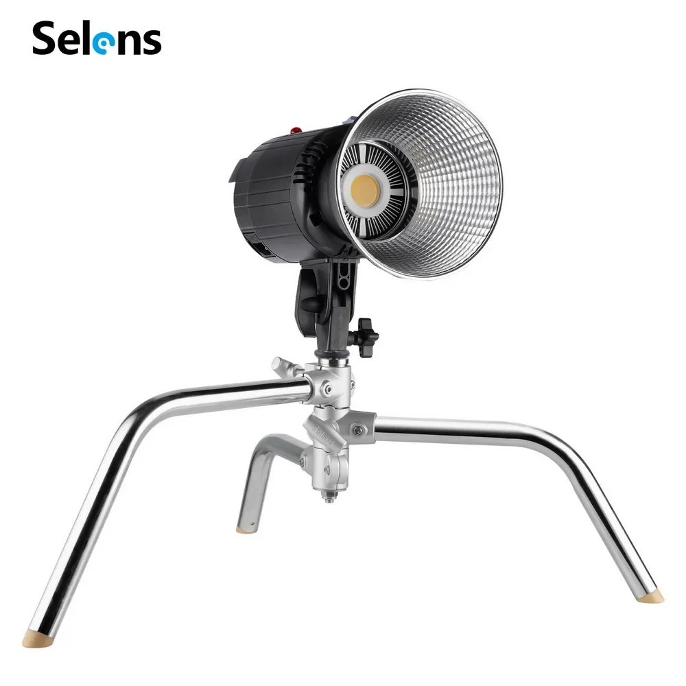 selens-folding-silver-magic-leg-light-tripod-c-stand-non-slip-base-optional-adapter-head-for-studio-shooting