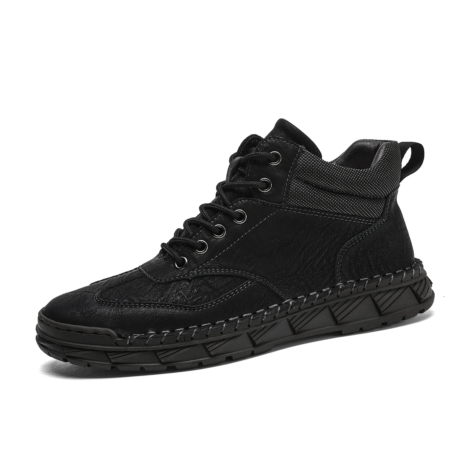 

2025 Autumn Men's Ankle Boots Casual Leather Male Shoes High Quality Outdoor Climbing Hiking Shoes Non-slip High-top Sneakers