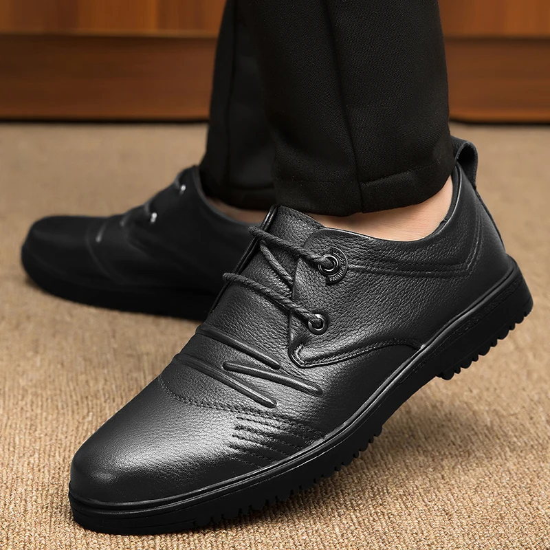 

Men shoes lace up New Genuine Leather Shoes Square Toe Business Dress Mens Formal Shoe Breathable Comfortable Shoes big size 48