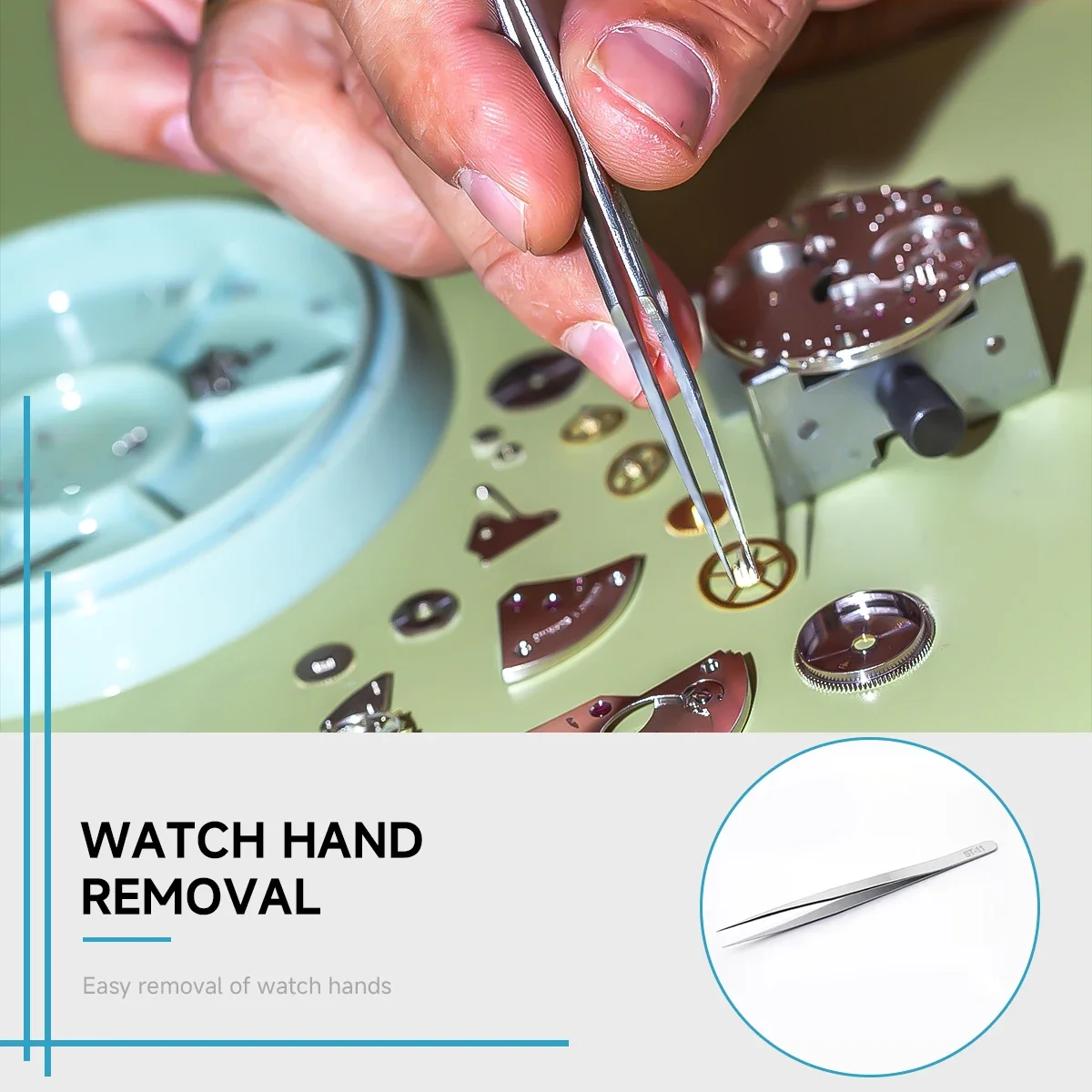 1/5PCS Watch Hands Installation Work Tweezers Straight Elbow Handle Stainless Antistatic High HardnessTweezers Watchmaker Tool image 4