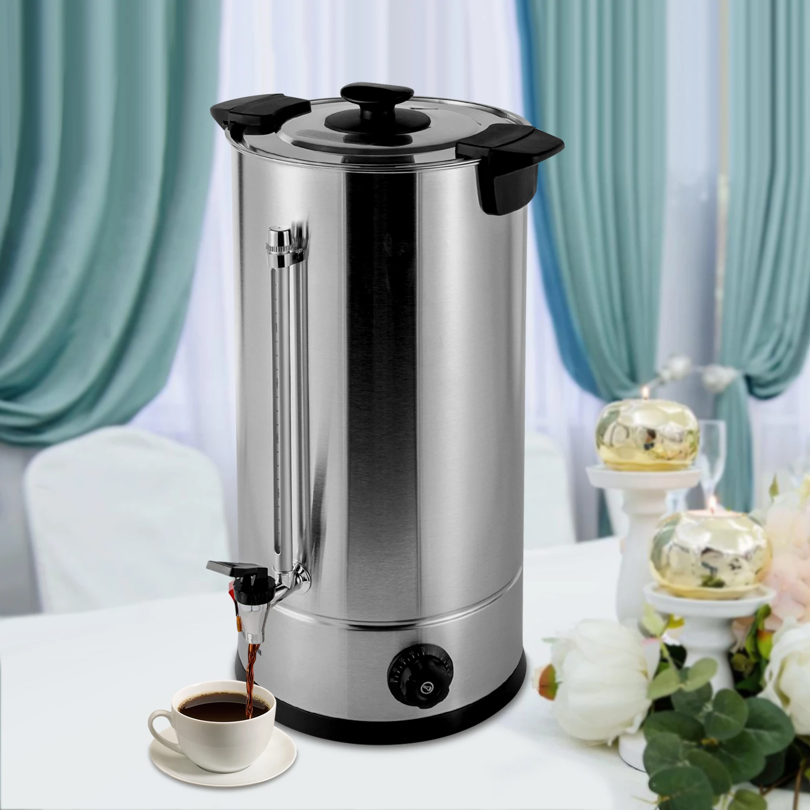 

1.4 KW Commercial Grade Stainless Steel 25L/6.6gal Coffee Urn Coffee Maker Hot Water Urn for Home, Party, Office, Wedding