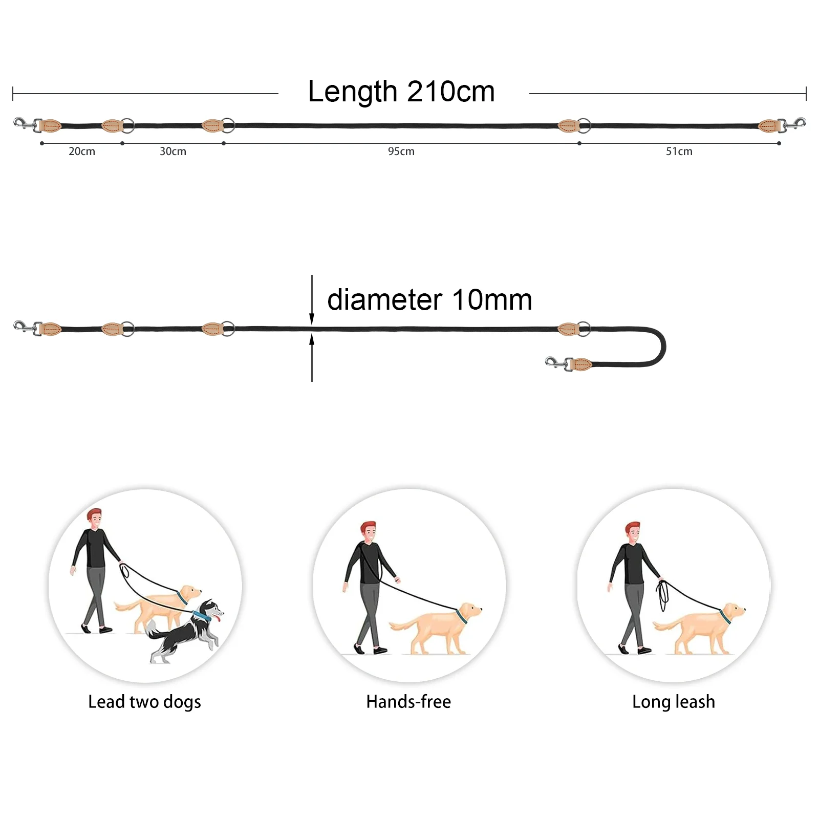 210cm Mehrzweck mittelgroße Hund Doppel leine Leinen verstellbar und Nylon Luxus Freis prec heinrich tung kleine Hunde leine für 2 Hunde