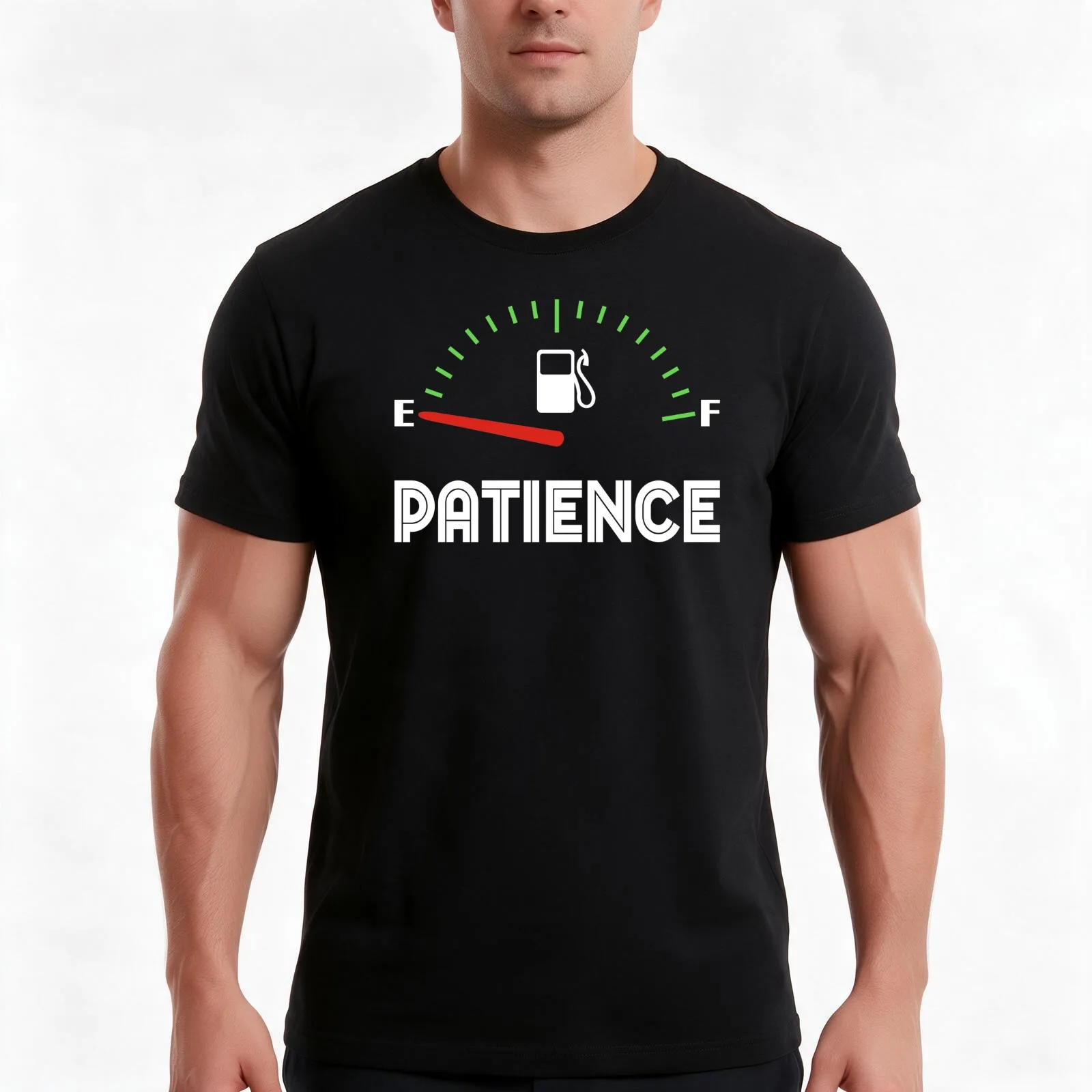 Patience - Empty T-Shirt, Summer Casual Cotton Tee, Oversized Streetwear Tops, Vintage Graphic Print, Loose Fit Short Sleeve