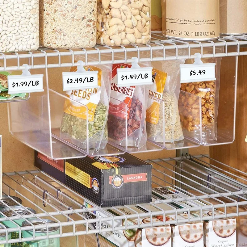 Supermarket Basket Shelf Plastic Hanging Label Hook Price Tag Card Holder With Card Paper Size 76X35mm 50 Sets