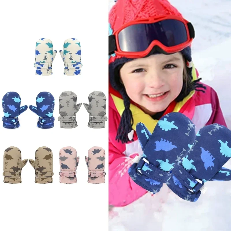 

Windproof Kids Gloves Waterproof Outdoor Sports Gloves for Child Cartoon Dinosaur Ski Mittens Skating Hiking Essential 15UB