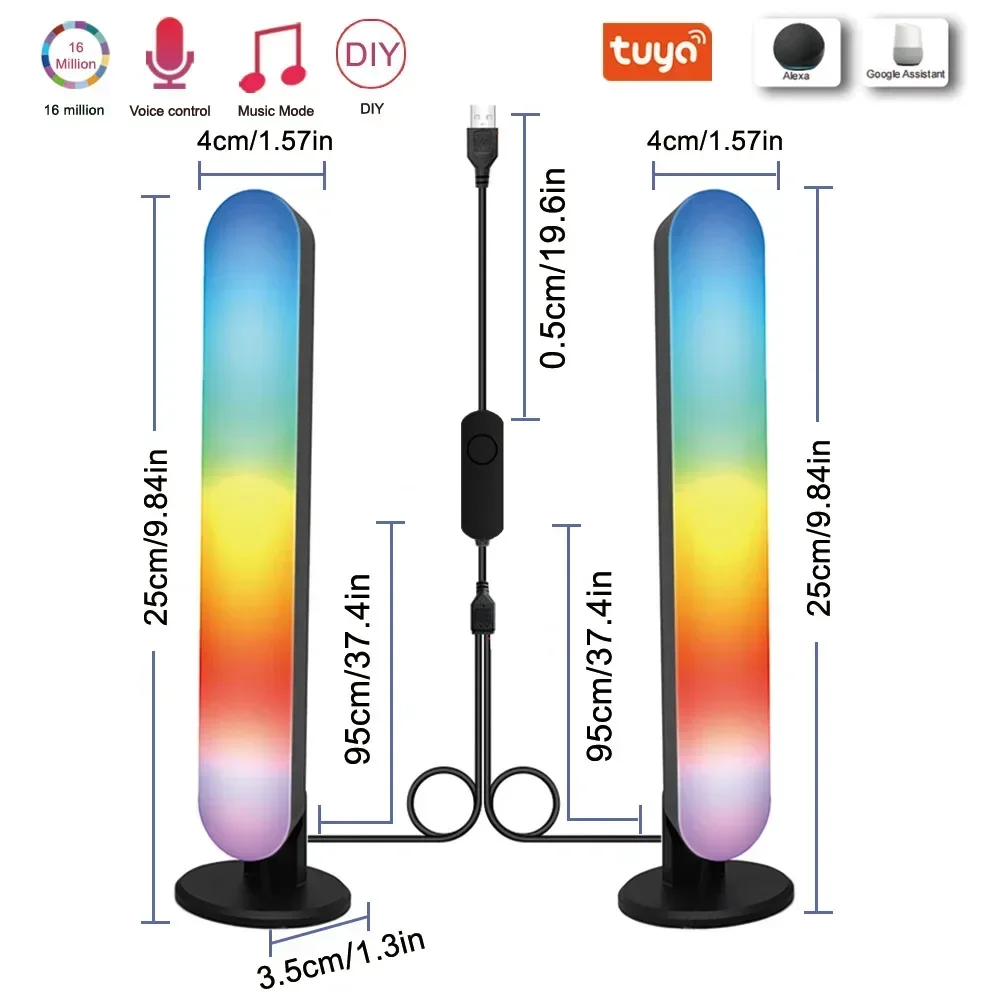 شريط إضاءة ليلي ليد USB من شاومى ، مصباح RGB ، إيقاع موسيقى تويا ، شريط إضاءة محيطي للتلفزيون لغرفة الألعاب ، بجانب ديكور الطاولة ، مصباح تويا