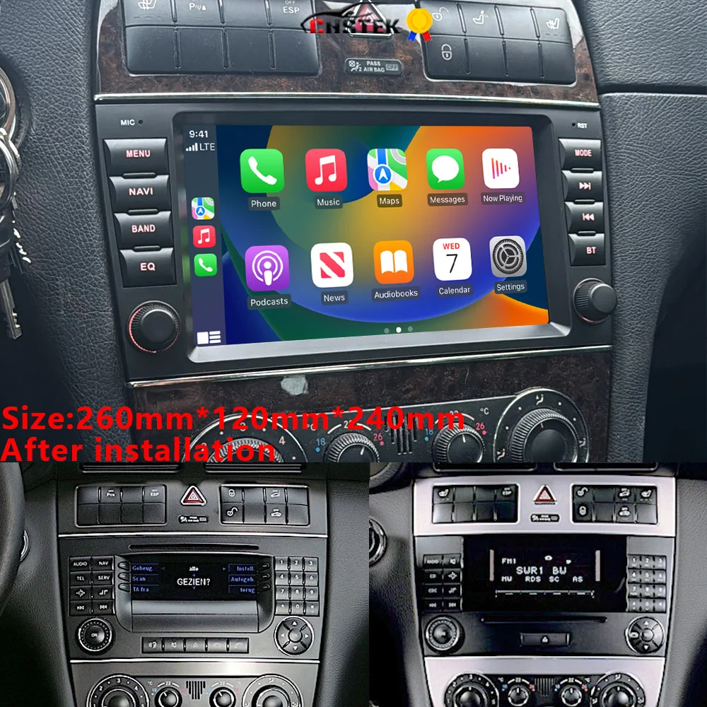 CHSTEK Car Radio Android 13 For Mercedes Benz C-Class W203 CLK W209 C209 C180 Wireless Carplay Multimedia GPS Navigation WIFI 4G
