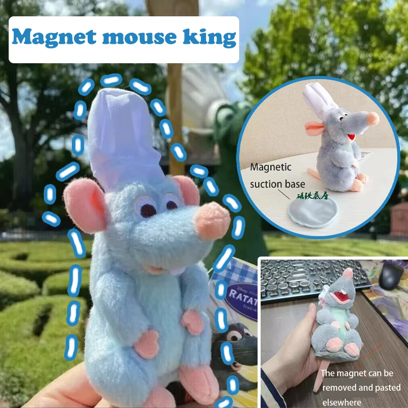 

New Ratatouille Remy Chef Plush Doll Toys Mouse King Magneticsuction Base Sitting Shoulder Toys Room Decoration Children's Gift