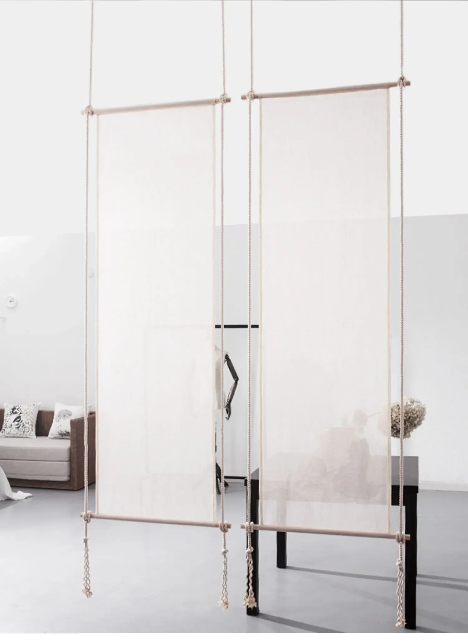 Linen door curtain partition curtain yarn blocking hanging curtain new Chinese home screen living room customization