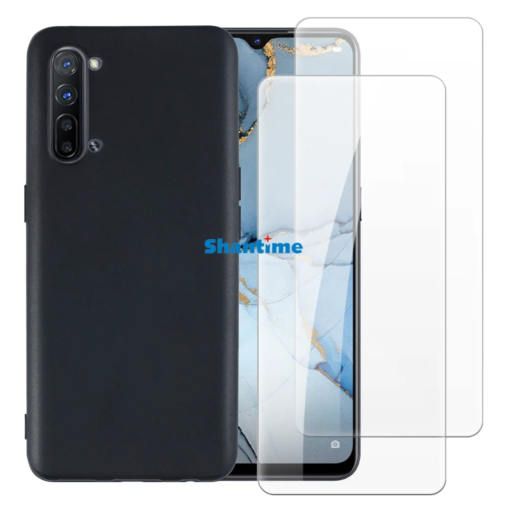 Soft Case + 2 Pack Tempered Glass Screen Protectors for OPPO Reno 3, 3 5G, 3 Youth, Find X2 Lite, K7 Full-Body Protection