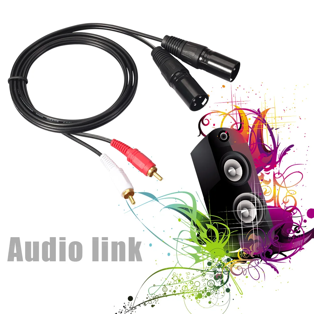 

2 RCA Male To Dual XLR Male Audio Line Professional Audio Connection Cable for Microphone Mixer Headphone Amplifier