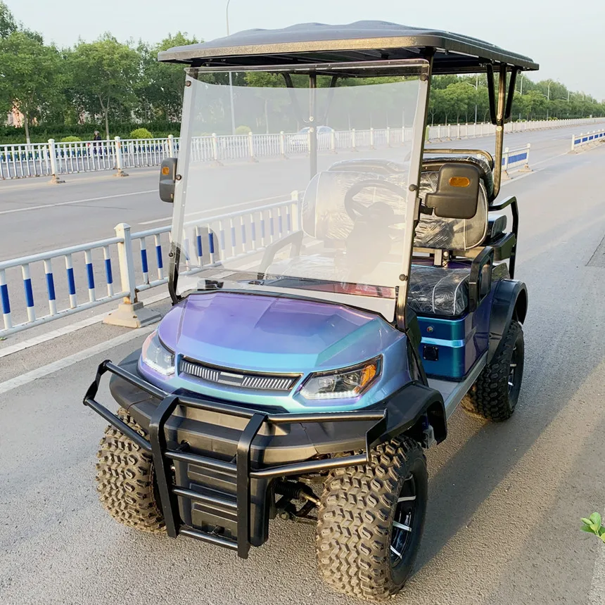 New Sightseeing Vehicle Street Legal 8 Seater Electric Golf Cart 14 Inch Off-Road Tires Brown Upholstered Seat With Headrest