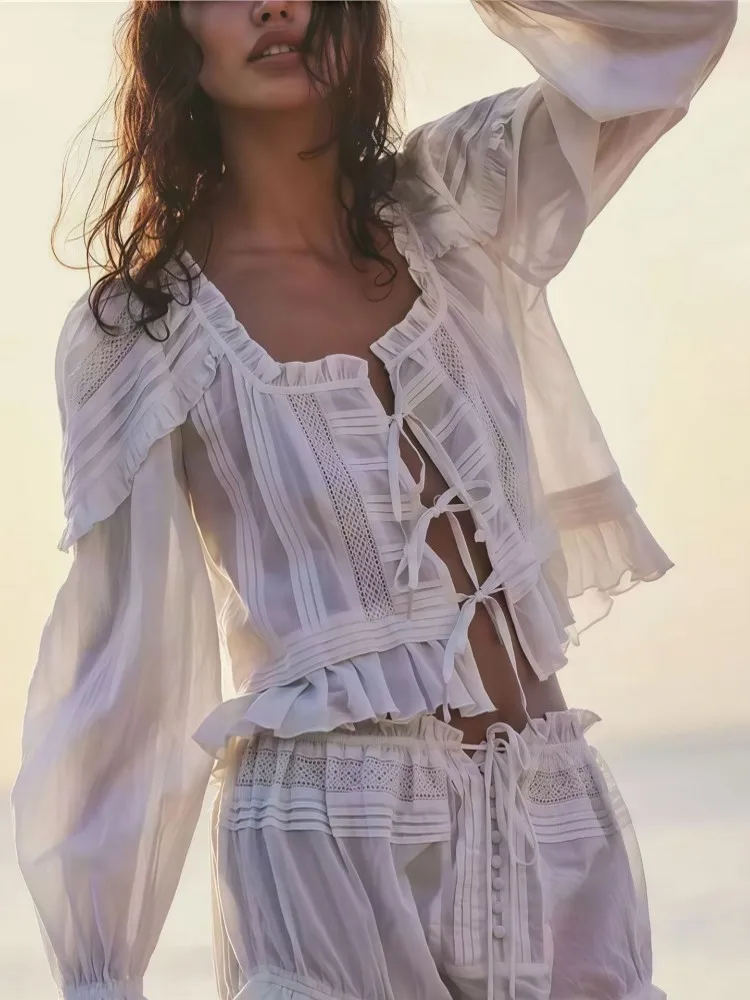 

Комплект из 2 предметов, сексуальный летний осенний модный женский комплект, женская блузка с длинным рукавом, рубашка, топы и шорты, костюм в тон, наряд