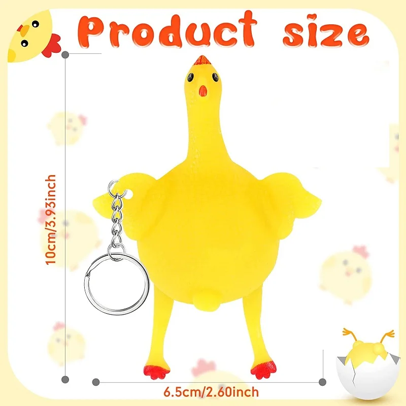 2 PCS Lustige Squishy Spielzeug Vent Huhn Verlegung Ei Squeezable Poppit Stress Entlasten Chird Geschenke Anti-Stress-Keychain für Spiel