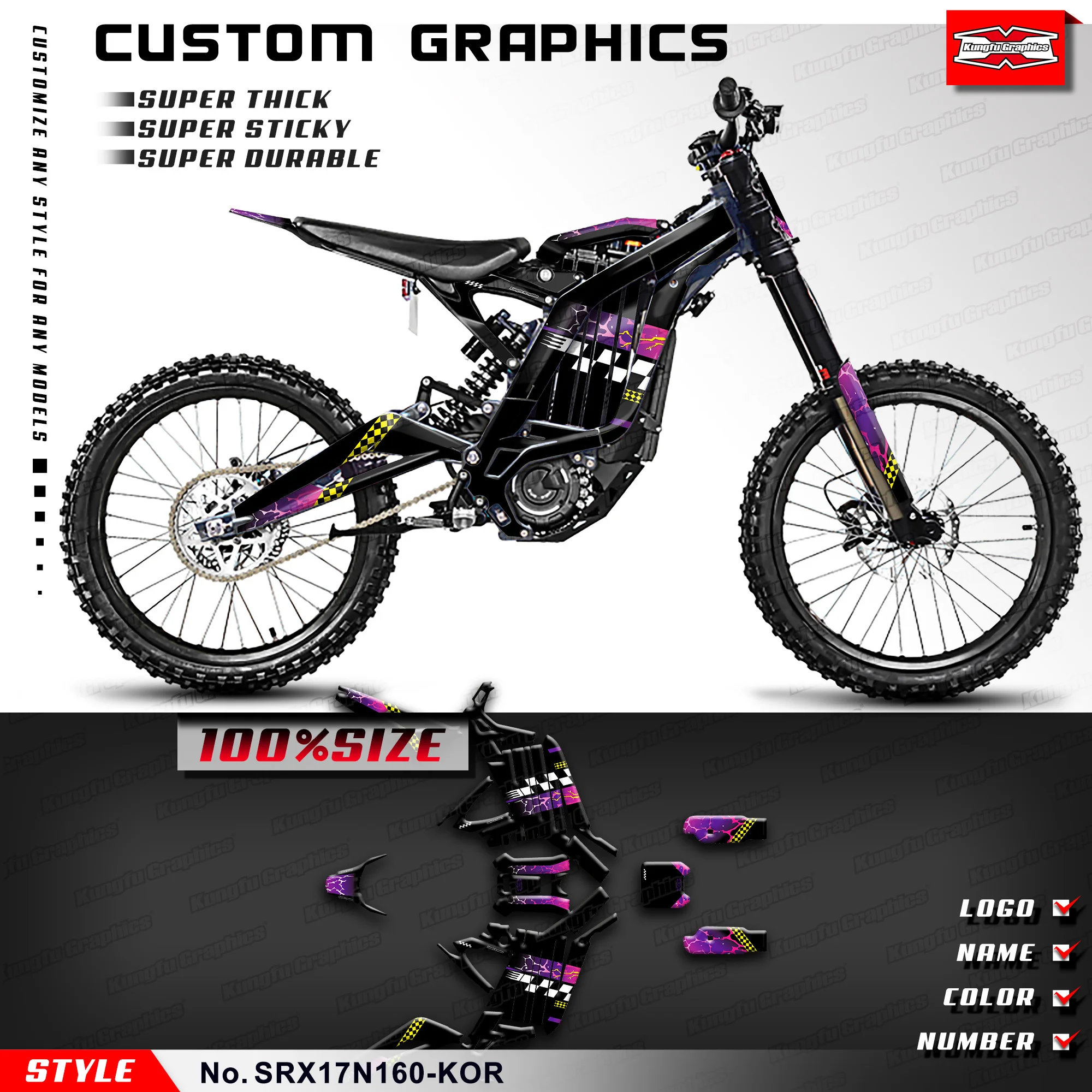 

KUNGFU GRAPHICS Stickers Set Vinyl Decal for Segway X160 X260 Light Bee S LBX Wrap Design Protector, SRX17N160-KOR