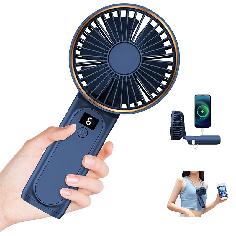 Handheld Fan Portable Personal Mini Desk Table Folding Fan Rechargeable Electric Fan for Office Outdoor Sport Traveling Camping