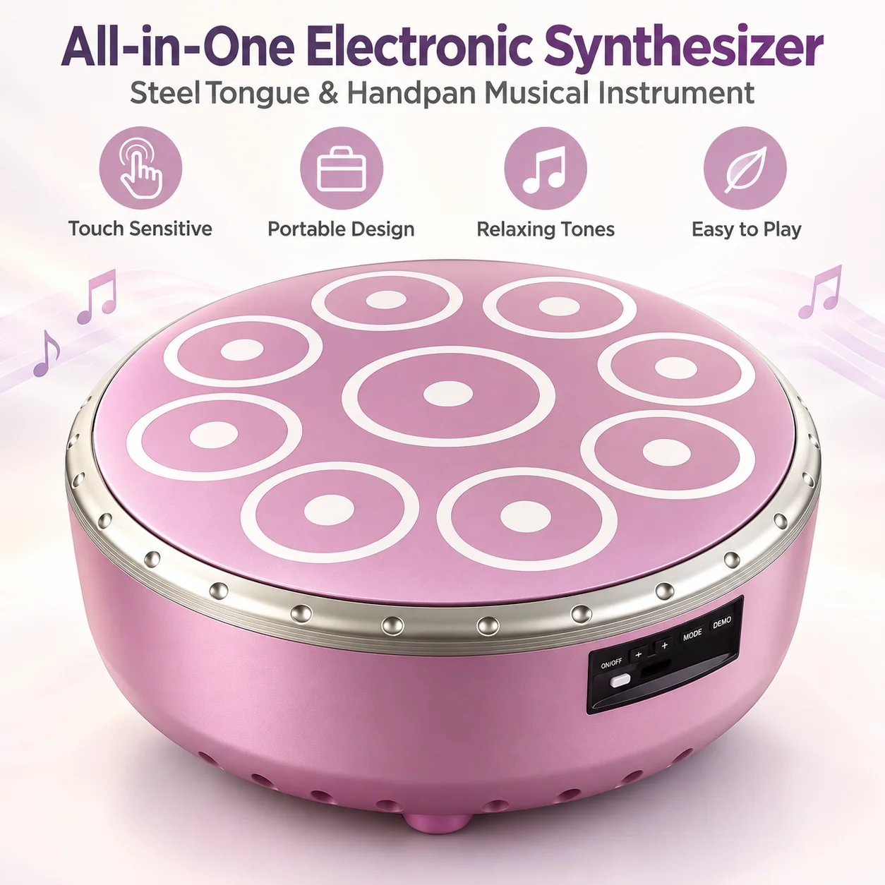 All-in-One Electronic Steel Tongue Drum Synthesizer Portable Touch Handpan Percussion Musical Instrument
